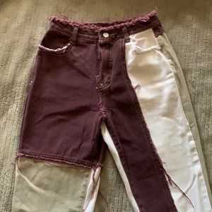 high waisted slant pocket jeans